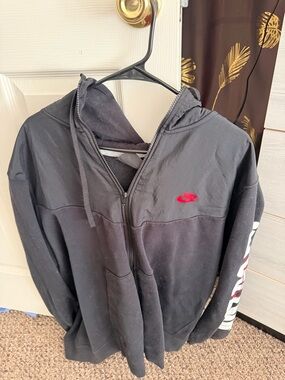 Nike Black Hoodie with Red Swoosh Chest Logo